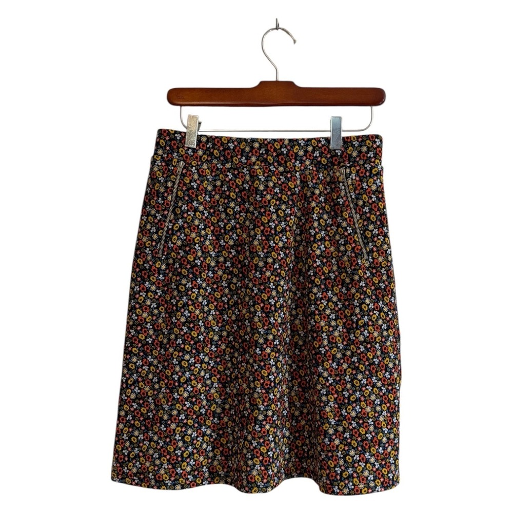 Lelis Collection Floral Mini Skirt Womens L Black Multi Color Zipper Accents‎
